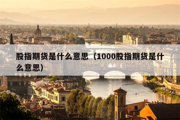 股指期货是什么意思（1000股指期货是什么意思）