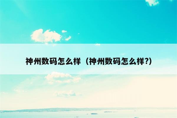 神州数码怎么样（神州数码怎么样?）