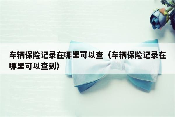 车辆保险记录在哪里可以查（车辆保险记录在哪里可以查到）