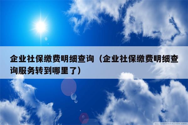 企业社保缴费明细查询（企业社保缴费明细查询服务转到哪里了）