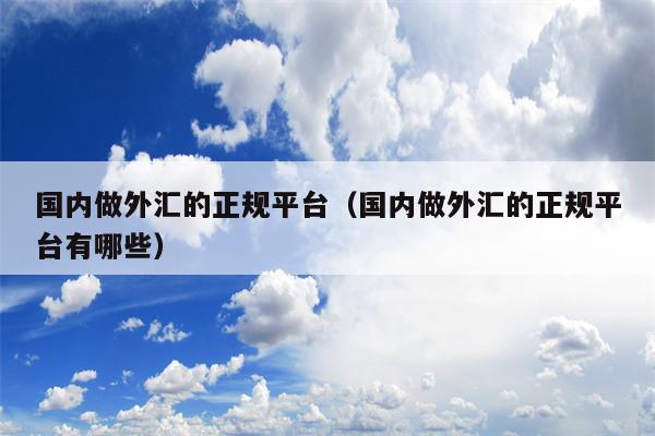 国内做外汇的正规平台（国内做外汇的正规平台有哪些）