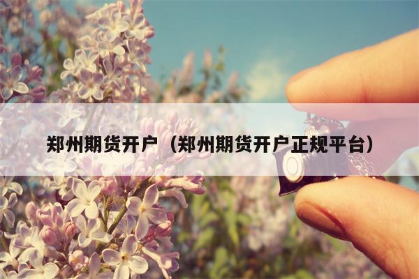 郑州期货开户（郑州期货开户正规平台）