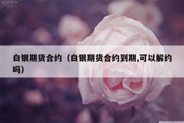 白银期货合约（白银期货合约到期,可以解约吗）