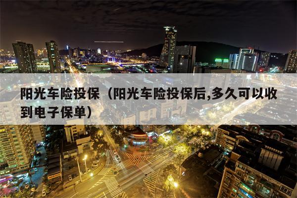 阳光车险投保（阳光车险投保后,多久可以收到电子保单）