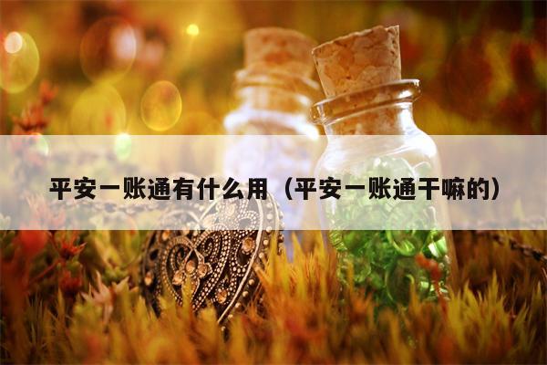 平安一账通有什么用（平安一账通干嘛的）