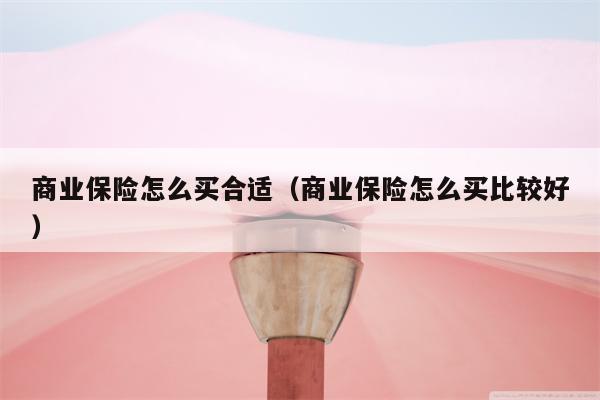 商业保险怎么买合适（商业保险怎么买比较好）