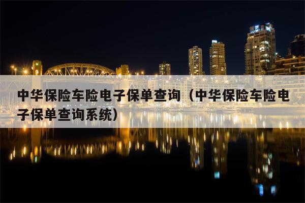 中华保险车险电子保单查询（中华保险车险电子保单查询系统）