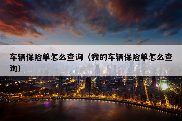 车辆保险单怎么查询（我的车辆保险单怎么查询）