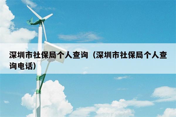 深圳市社保局个人查询（深圳市社保局个人查询电话）