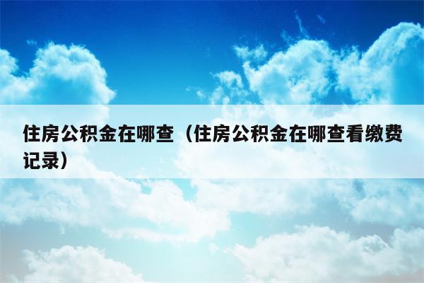 住房公积金在哪查（住房公积金在哪查看缴费记录）