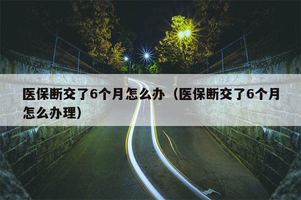 医保断交了6个月怎么办（医保断交了6个月怎么办理）