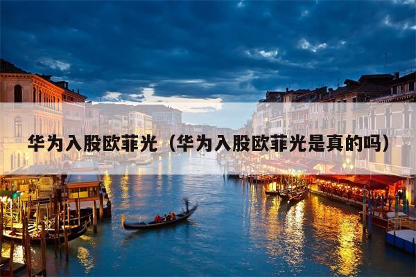 华为入股欧菲光（华为入股欧菲光是真的吗）