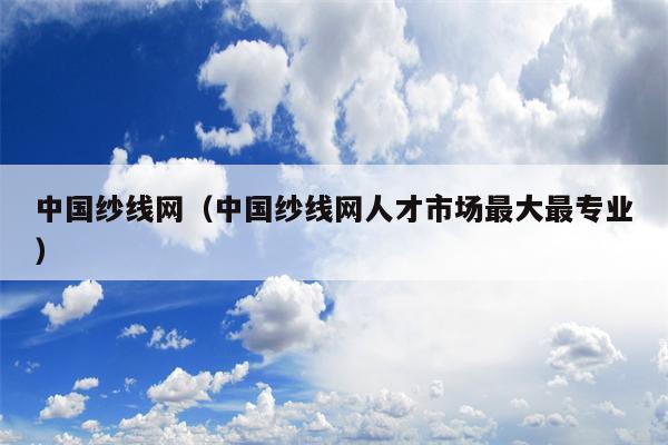 中国纱线网（中国纱线网人才市场最大最专业）