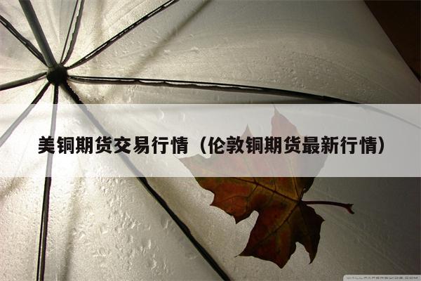 美铜期货交易行情（伦敦铜期货最新行情）