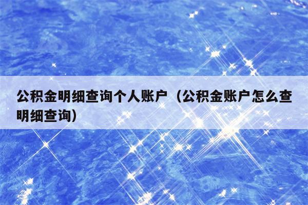 公积金明细查询个人账户（公积金账户怎么查明细查询）