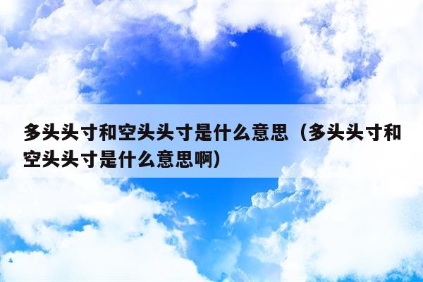 多头头寸和空头头寸是什么意思（多头头寸和空头头寸是什么意思啊）