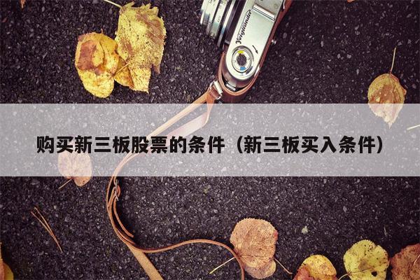 购买新三板股票的条件（新三板买入条件）