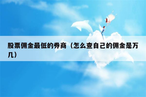 股票佣金最低的券商（怎么查自己的佣金是万几）