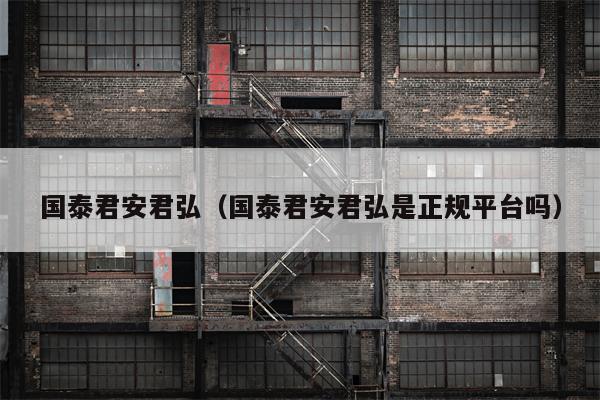 国泰君安君弘（国泰君安君弘是正规平台吗）