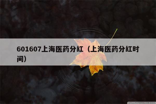 601607上海医药分红（上海医药分红时间）