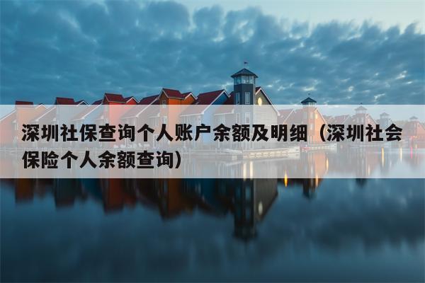 深圳社保查询个人账户余额及明细（深圳社会保险个人余额查询）