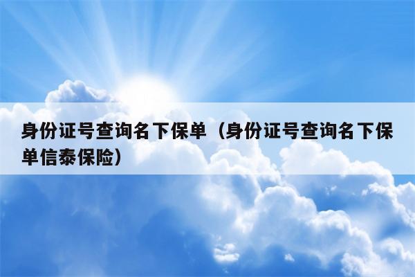 身份证号查询名下保单（身份证号查询名下保单信泰保险）