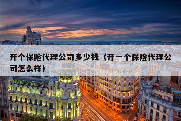 开个保险代理公司多少钱（开一个保险代理公司怎么样）