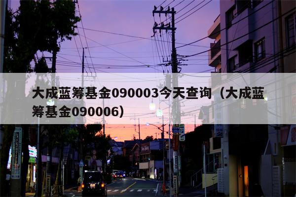 大成蓝筹基金090003今天查询（大成蓝筹基金090006）