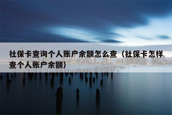 社保卡查询个人账户余额怎么查（社保卡怎样查个人账户余额）