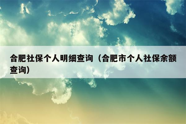 合肥社保个人明细查询（合肥市个人社保余额查询）