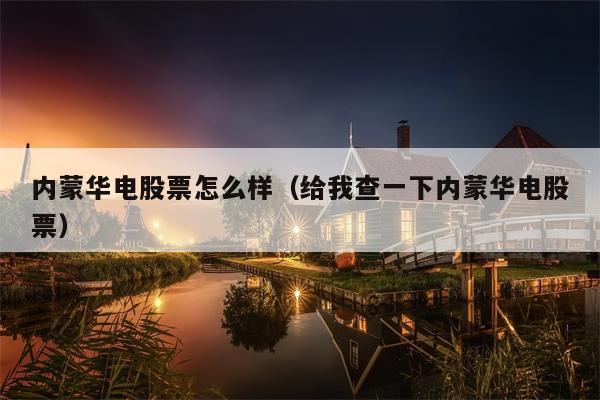 内蒙华电股票怎么样（给我查一下内蒙华电股票）