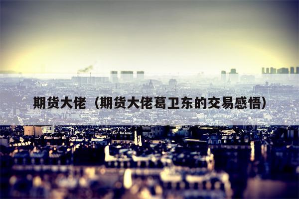 期货大佬（期货大佬葛卫东的交易感悟）