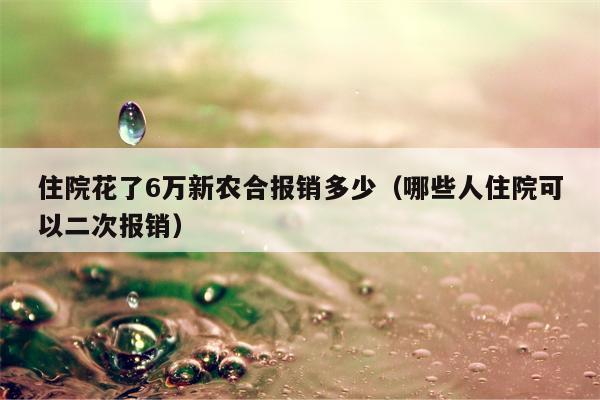 住院花了6万新农合报销多少（哪些人住院可以二次报销）