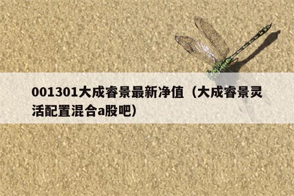 001301大成睿景最新净值（大成睿景灵活配置混合a股吧）