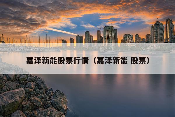 嘉泽新能股票行情（嘉泽新能 股票）