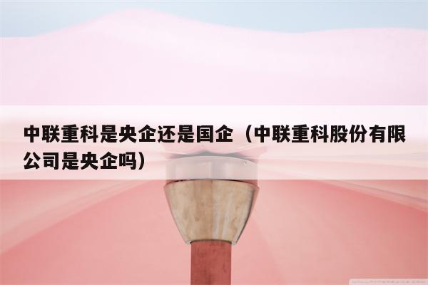 中联重科是央企还是国企（中联重科股份有限公司是央企吗）