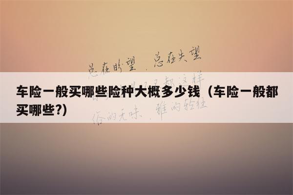 车险一般买哪些险种大概多少钱（车险一般都买哪些?）