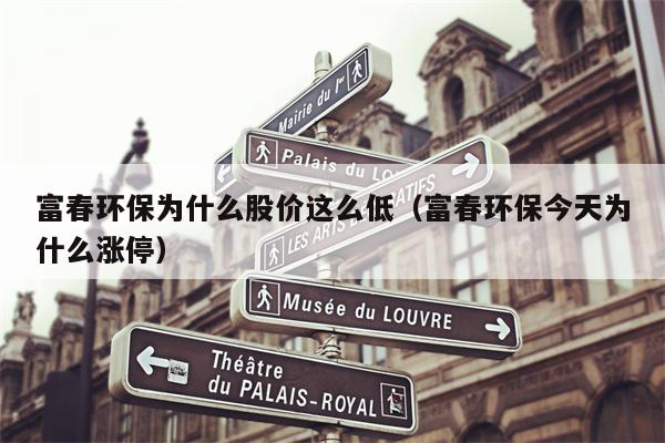 富春环保为什么股价这么低（富春环保今天为什么涨停）