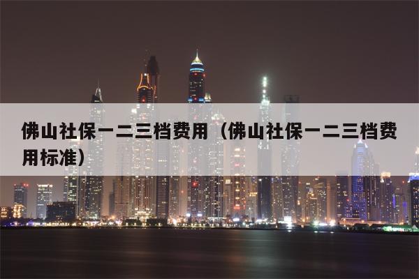 佛山社保一二三档费用（佛山社保一二三档费用标准）