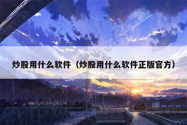 炒股用什么软件（炒股用什么软件正版官方）