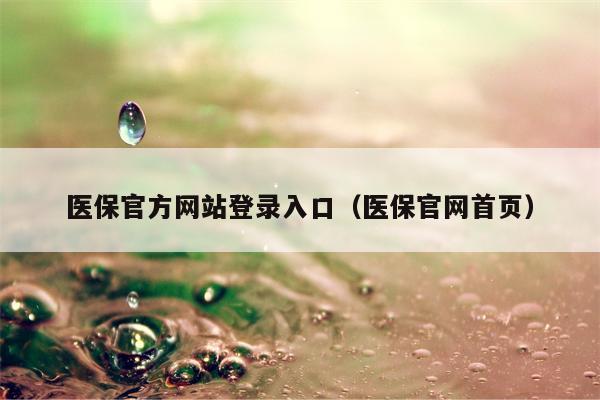 医保官方网站登录入口（医保官网首页）