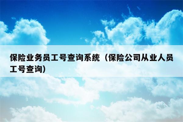 保险业务员工号查询系统（保险公司从业人员工号查询）