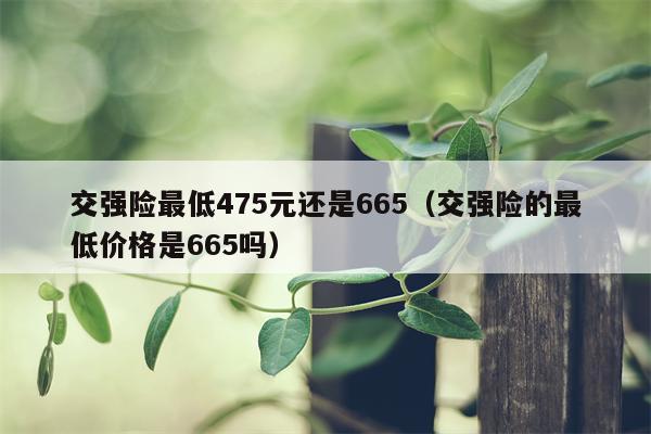 交强险最低475元还是665（交强险的最低价格是665吗）