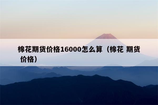 棉花期货价格16000怎么算（棉花 期货 价格）