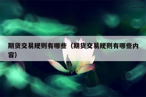 期货交易规则有哪些（期货交易规则有哪些内容）