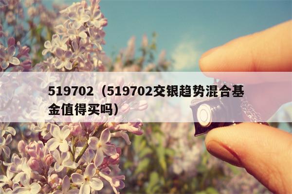 519702（519702交银趋势混合基金值得买吗）