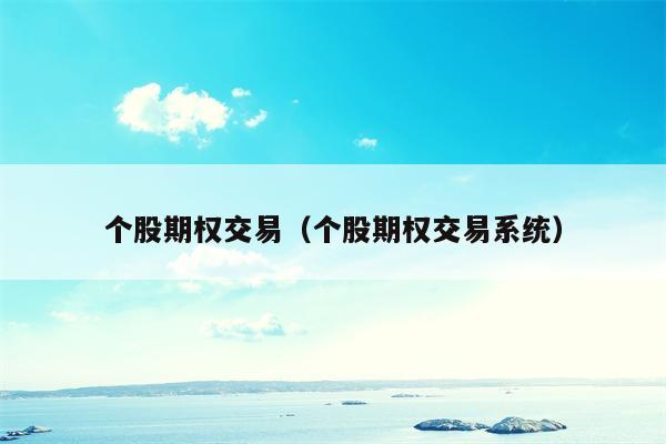 个股期权交易（个股期权交易系统）