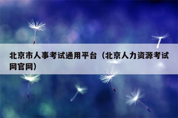 北京市人事考试通用平台（北京人力资源考试网官网）