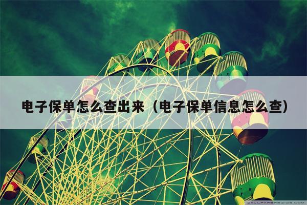 电子保单怎么查出来（电子保单信息怎么查）