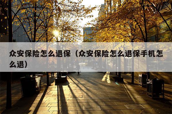 众安保险怎么退保（众安保险怎么退保手机怎么退）